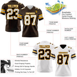 Custom Brown White-Gold Reversible Double Side Authentic Football Jersey