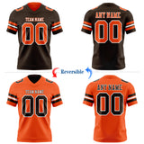 Custom Brown Orange-White Reversible Double Side Authentic Football Jersey