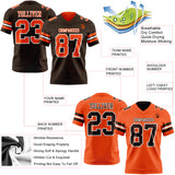 Custom Brown Orange-White Reversible Double Side Authentic Football Jersey
