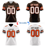 Custom Brown White-Orange Reversible Double Side Authentic Football Jersey