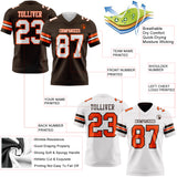 Custom Brown White-Orange Reversible Double Side Authentic Football Jersey