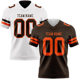 Custom Brown-Orange Reversible Double Side Authentic Football Jersey