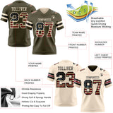 Custom Olive Vintage USA Flag-Cream Reversible Double Side Authentic Football Jersey