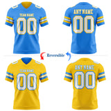 Custom Powder Blue White-Yellow Reversible Double Side Authentic Football Jersey