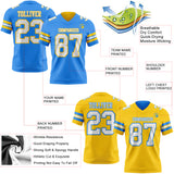 Custom Powder Blue White-Yellow Reversible Double Side Authentic Football Jersey