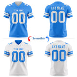 Custom Powder Blue-White Reversible Double Side Authentic Football Jersey