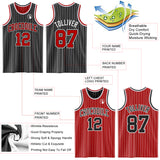 Custom Black White Pinstripe-Red Reversible Double Side Sublimation Basketball Set Jersey