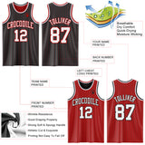 Custom Black Red Pinstripe-White Reversible Double Side Sublimation Basketball Set Jersey
