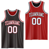 Custom Black Red Pinstripe-White Reversible Double Side Sublimation Basketball Set Jersey
