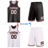 Custom Black Red Pinstripe-White Reversible Double Side Sublimation Basketball Set Jersey