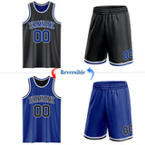 Custom Black Royal Pinstripe-White Reversible Double Side Sublimation Basketball Set Jersey
