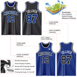 Custom Black Royal Pinstripe-White Reversible Double Side Sublimation Basketball Set Jersey