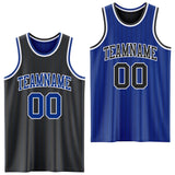Custom Black Royal Pinstripe-White Reversible Double Side Sublimation Basketball Set Jersey