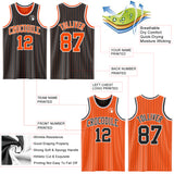 Custom Black Orange Pinstripe-White Reversible Double Side Sublimation Basketball Set Jersey