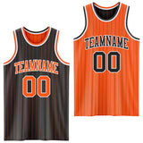 Custom Black Orange Pinstripe-White Reversible Double Side Sublimation Basketball Set Jersey