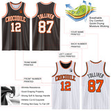Custom Black Orange Pinstripe-White Reversible Double Side Sublimation Basketball Set Jersey