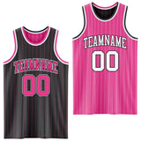 Custom Black Pink Pinstripe-White Reversible Double Side Sublimation Basketball Set Jersey