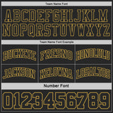 Custom Black Old Gold Pinstripe Reversible Double Side Sublimation Basketball Set Jersey