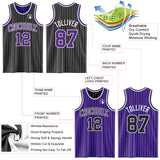Custom Black White Pinstripe-Purple Reversible Double Side Sublimation Basketball Set Jersey