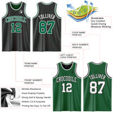Custom Black Kelly Green Pinstripe-White Reversible Double Side Sublimation Basketball Set Jersey