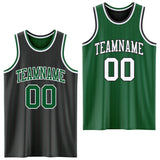 Custom Black Kelly Green Pinstripe-White Reversible Double Side Sublimation Basketball Set Jersey