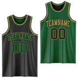 Custom Black Kelly Green Pinstripe-Old Gold Reversible Double Side Sublimation Basketball Set Jersey