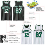 Custom Black Kelly Green Pinstripe-White Reversible Double Side Sublimation Basketball Set Jersey