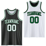 Custom Black Kelly Green Pinstripe-White Reversible Double Side Sublimation Basketball Set Jersey
