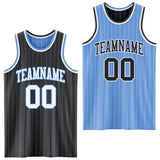 Custom Black Light Blue Pinstripe-White Reversible Double Side Sublimation Basketball Set Jersey