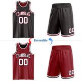Custom Black Maroon Pinstripe-White Reversible Double Side Sublimation Basketball Set Jersey
