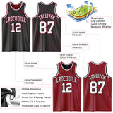 Custom Black Maroon Pinstripe-White Reversible Double Side Sublimation Basketball Set Jersey