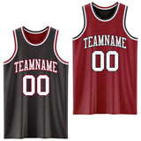 Custom Black Maroon Pinstripe-White Reversible Double Side Sublimation Basketball Set Jersey