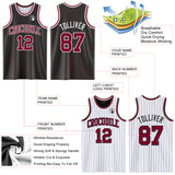 Custom Black Maroon Pinstripe-White Reversible Double Side Sublimation Basketball Set Jersey