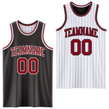 Custom Black Maroon Pinstripe-White Reversible Double Side Sublimation Basketball Set Jersey