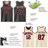 Custom Black Cream Pinstripe-Maroon Reversible Double Side Sublimation Basketball Set Jersey