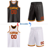 Custom Black Maroon Pinstripe-Gold Reversible Double Side Sublimation Basketball Set Jersey