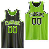 Custom Black Neon Green Pinstripe-White Reversible Double Side Sublimation Basketball Set Jersey