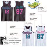 Custom Black Pink Pinstripe-Teal Reversible Double Side Sublimation Basketball Set Jersey