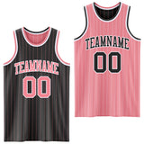 Custom Black Medium Pink Pinstripe-White Reversible Double Side Sublimation Basketball Set Jersey