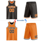 Custom Black Bay Orange Pinstripe-White Reversible Double Side Sublimation Basketball Set Jersey