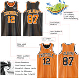 Custom Black Bay Orange Pinstripe-White Reversible Double Side Sublimation Basketball Set Jersey