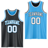 Custom Black Sky Blue Pinstripe-White Reversible Double Side Sublimation Basketball Set Jersey