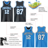 Custom Black Powder Blue Pinstripe-White Reversible Double Side Sublimation Basketball Set Jersey