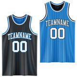 Custom Black Powder Blue Pinstripe-White Reversible Double Side Sublimation Basketball Set Jersey