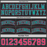Custom Black Neon Pink Pinstripe-Aqua Reversible Double Side Sublimation Basketball Set Jersey