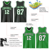 Custom Black Grass Green Pinstripe-White Reversible Double Side Sublimation Basketball Set Jersey