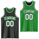 Custom Black Grass Green Pinstripe-White Reversible Double Side Sublimation Basketball Set Jersey