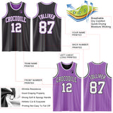 Custom Black Medium Purple Pinstripe-White Reversible Double Side Sublimation Basketball Set Jersey