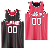 Custom Black Neon Pink Pinstripe-White Reversible Double Side Sublimation Basketball Set Jersey