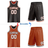 Custom Black Texas Orange Pinstripe-White Reversible Double Side Sublimation Basketball Set Jersey
